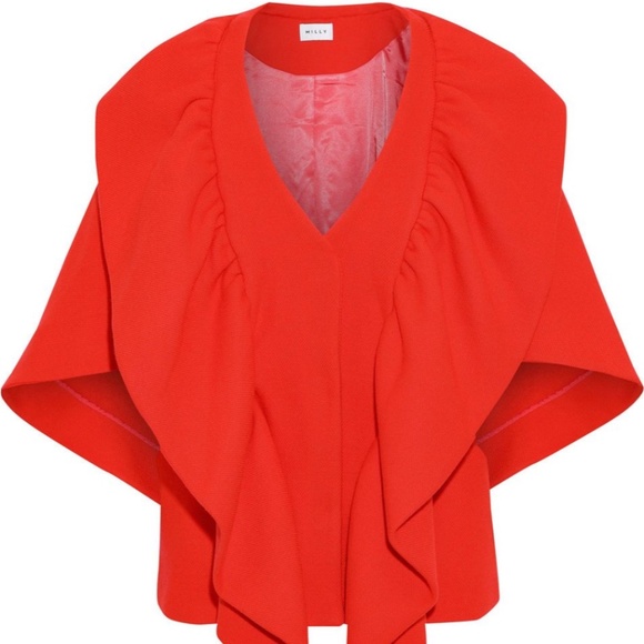 MILLY Ruffled Wool Blend Cape - Picture 8 of 10